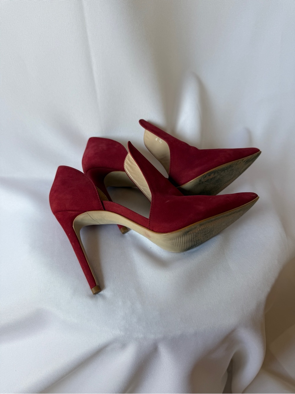 Steve Madden Red Suede D'Orsay Pointed-Toe Stiletto Boots View 6